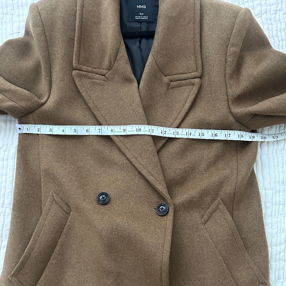 Mango NWOT Double-breasted wool coat in Ochre - Picture 12 of 15